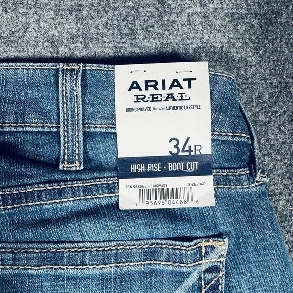 Ariat Real Jeans Womens 34R Blue Bootcut Denim Tennessee Real Daniela Western - Picture 6 of 13